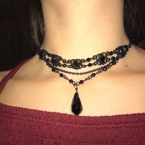 black metal lace choker